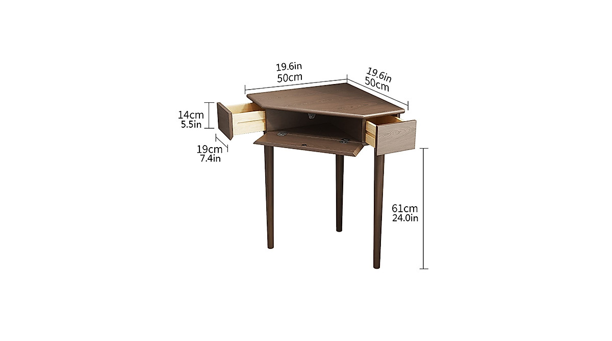 Wooden Corner Study Desk with Storage and Unique Triangle Top