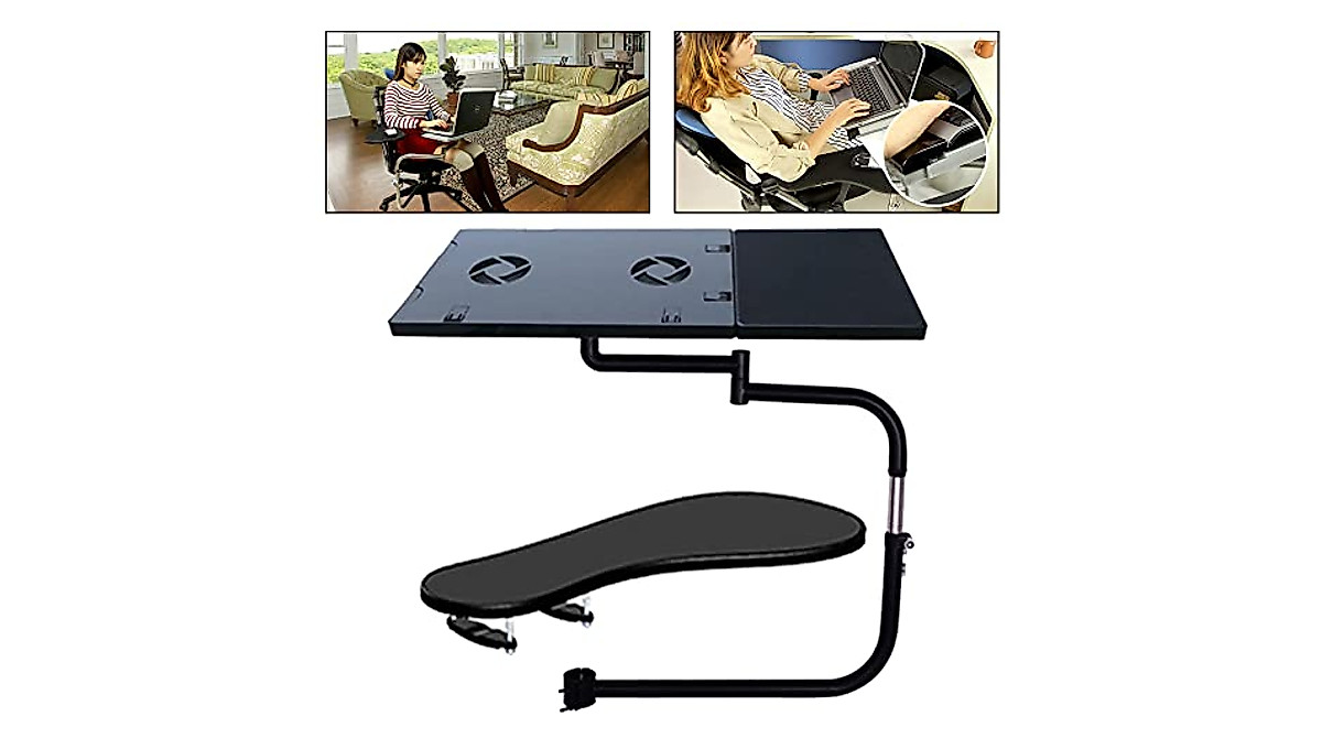 Cutycaty Chair Keyboard Tray - Ergonomic Laptop Stand with USB Fan
