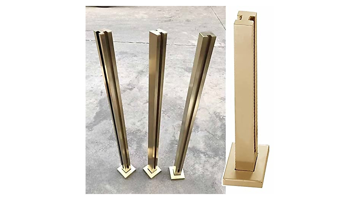 ZIMGOD Gold Square Glass Railing Post for Indoor & Outdoor Use