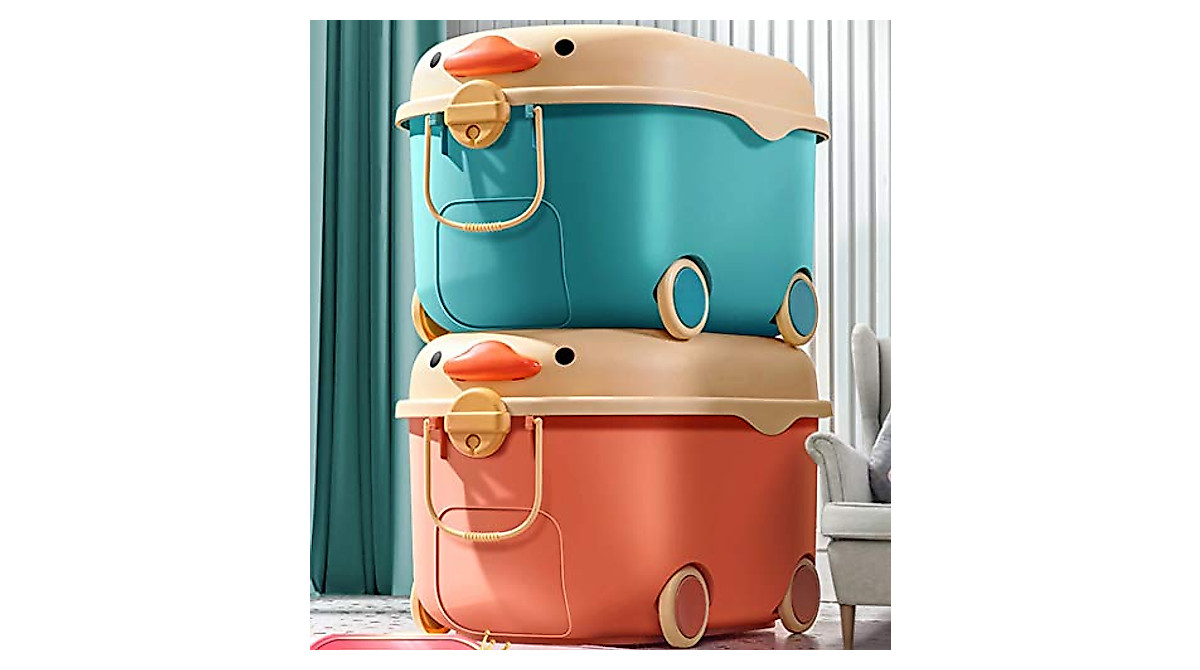 Shozafia Stackable Toy Storage Box with Wheels - Large Durable Organizer