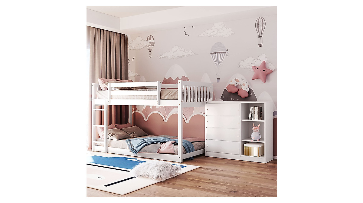 Harper & Bright Designs Twin Over Twin Bunk Bed with Storage