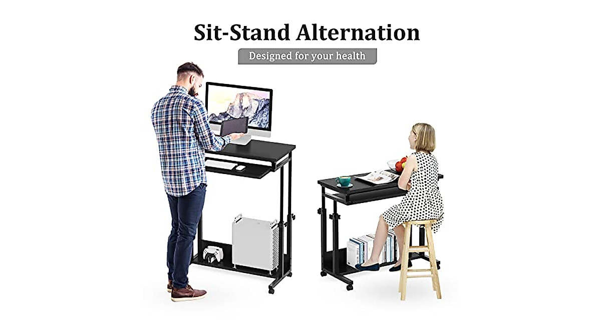 Adjustable Mobile Desk with Wheels - TRIBESIGNS