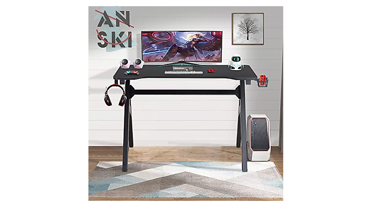 Ergonomic Gaming Desk - Modern Red 47in Workstation