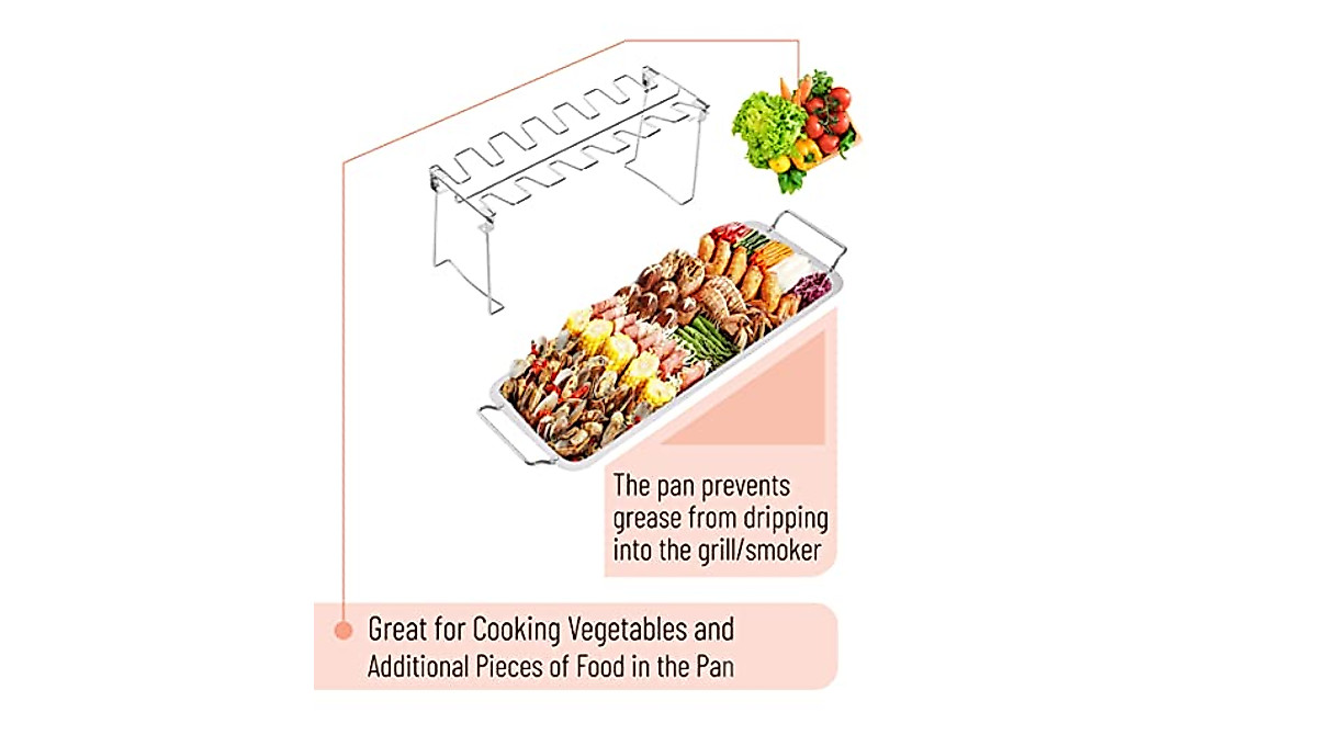 UNCO Chicken Leg Rack for Grill - 14 Slots Stainless Steel for Perfect BBQ