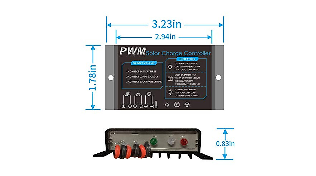 10A Waterproof Solar Charge Controller for RVs & Boats