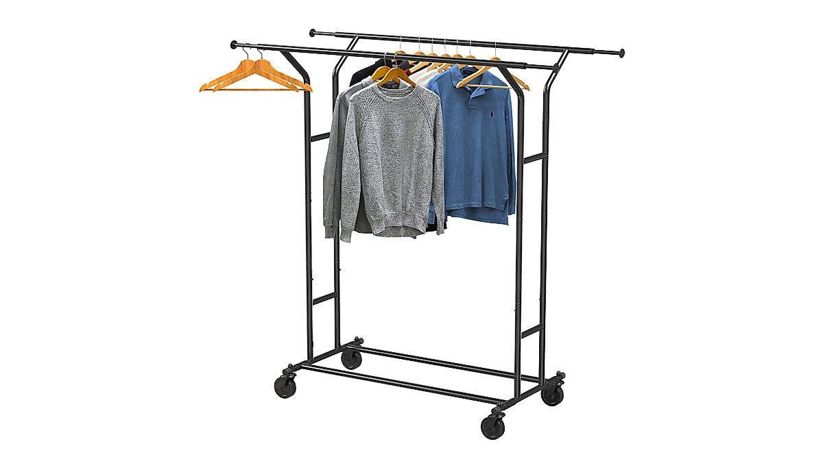 Simple Houseware Heavy Duty Double Rail Garment Rack - Black