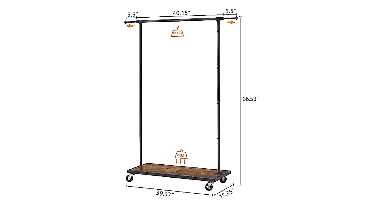 Hoctieon Heavy Duty Extensible Clothes Rack on Wheels