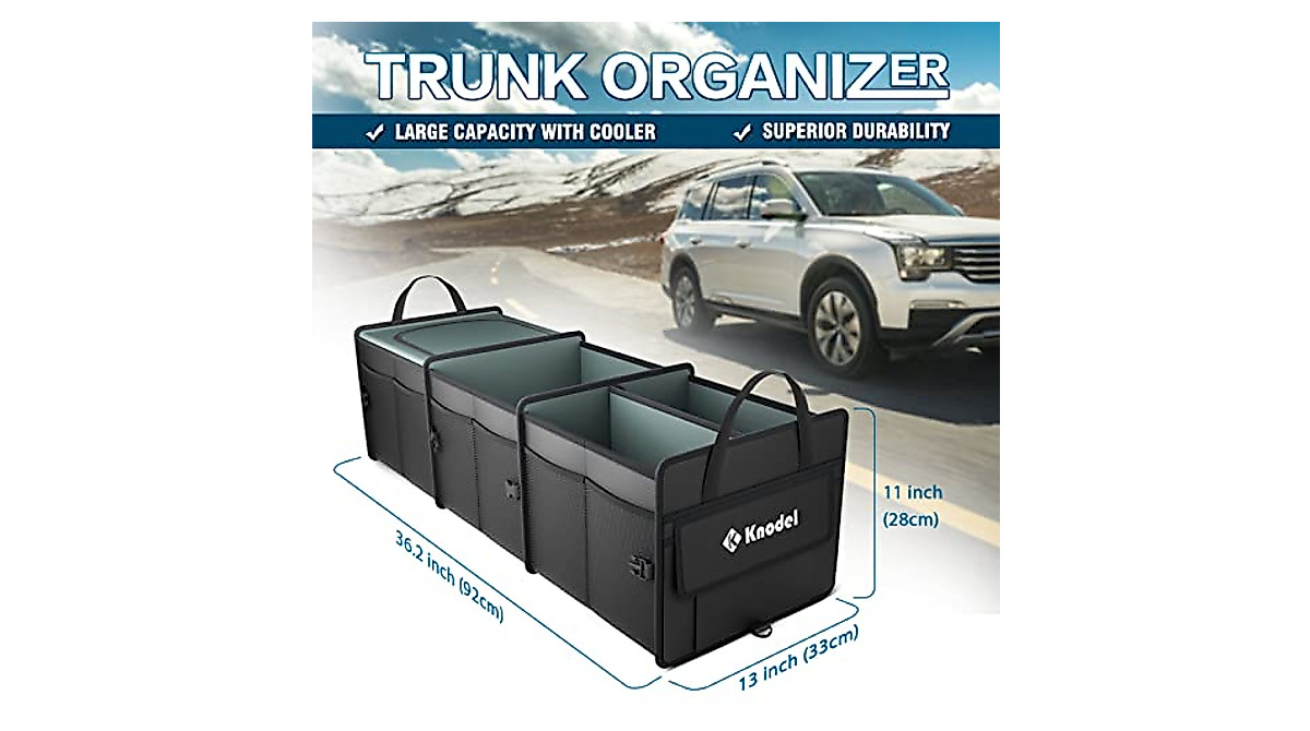 K KNODEL Heavy Duty Car Trunk Organizer with Cooler Bag