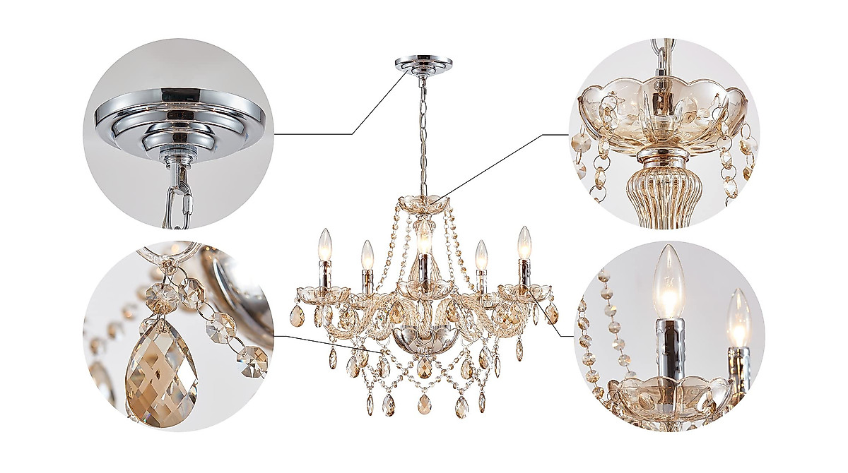 Elegant Saint Mossi 5 Light Crystal Chandelier