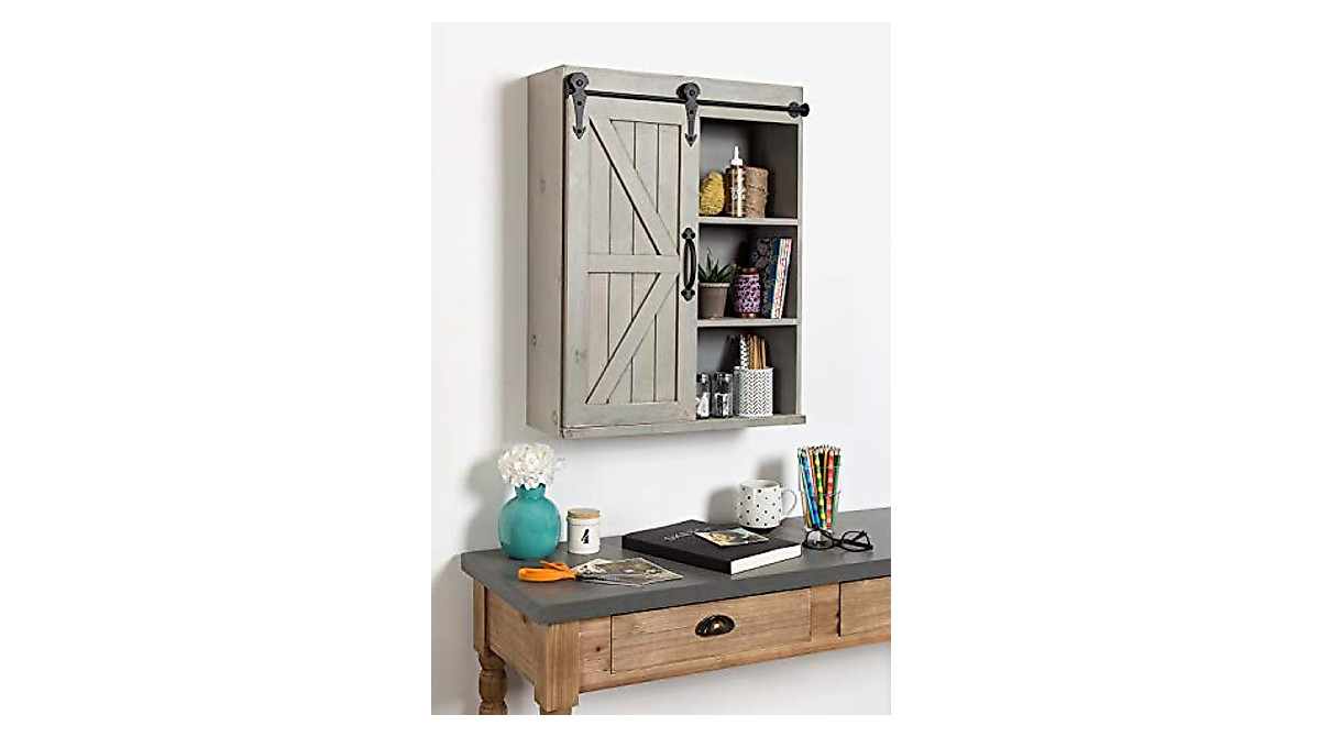 Kate and Laurel Cates Wall Storage Cabinet - Rustic & Space-Saving