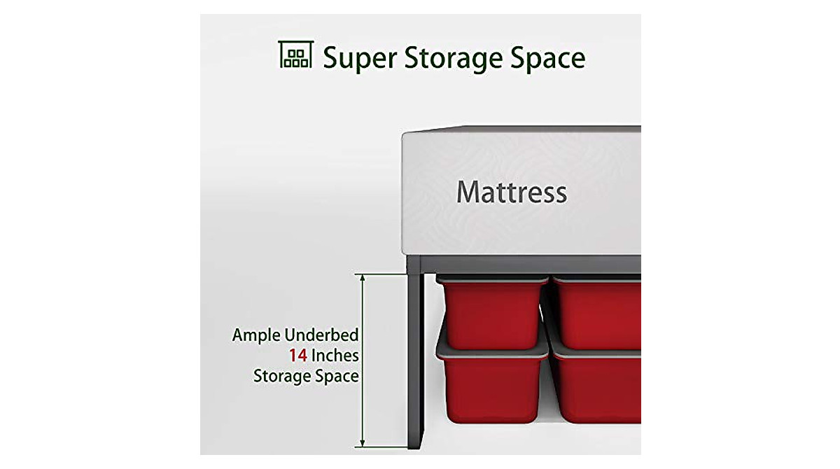 AROMUSTIME 16 Inch Heavy Duty Metal Platform Bed Frame - Noise-Free Support