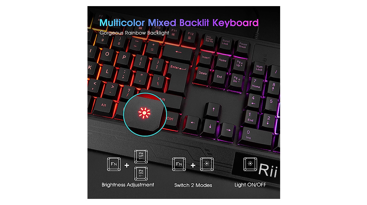 Rii RK400 RGB Gaming Keyboard & Mouse Combo for PC Gamers