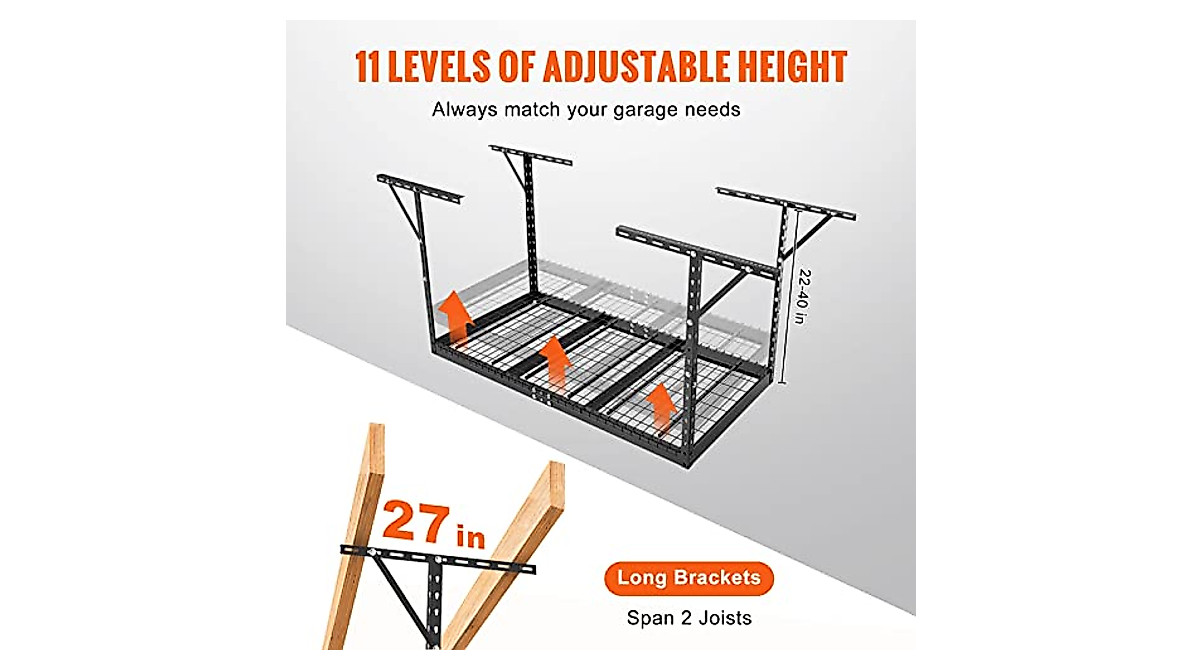 Heavy Duty Garage Ceiling Storage Racks by VEVOR | Adjustable & Durable