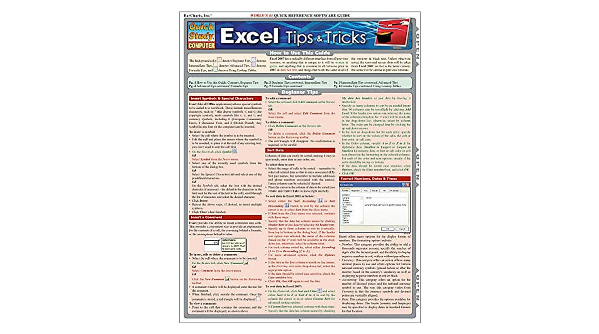 Excel Tips & Tricks Guide | QuickStudy Reference