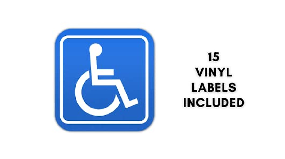 Handicap Sticker Decals Pack - 15 Bright UV-Resistant Labels