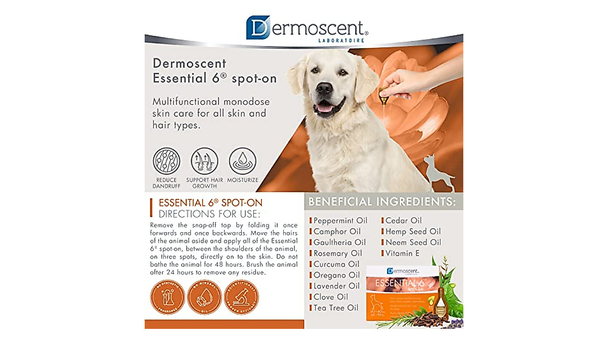 Dermoscent Essential 6 Spot-On for Dog Skin Care & Dandruff Relief