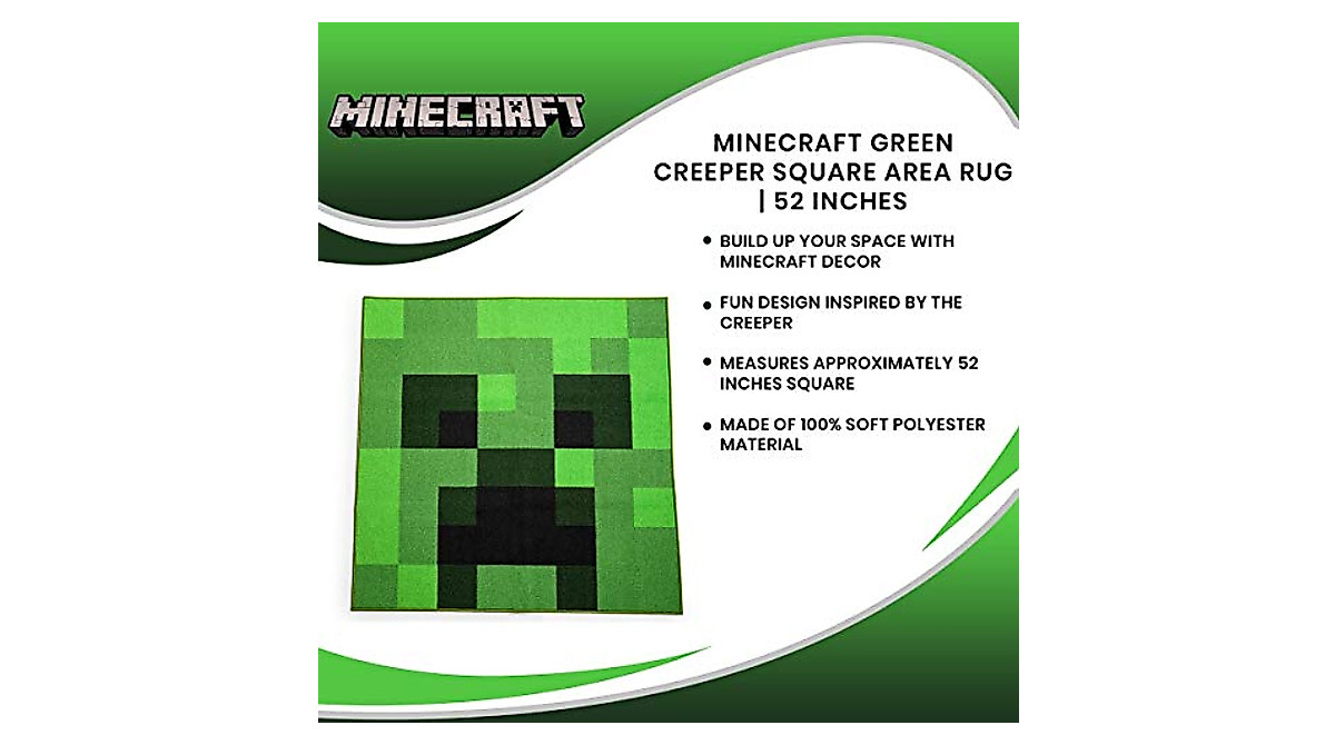 Minecraft Creeper Area Rug - Official 52x52 Inches Home Decor