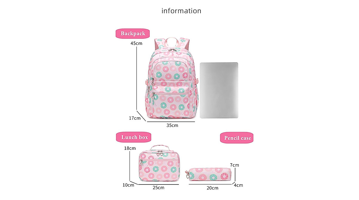 Armbq Donut Print Kids Backpack Set - Stylish & Versatile
