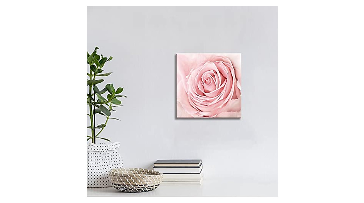 Pink Bathroom Decor - Pink Rose Canvas Wall Art for Home & Bedroom