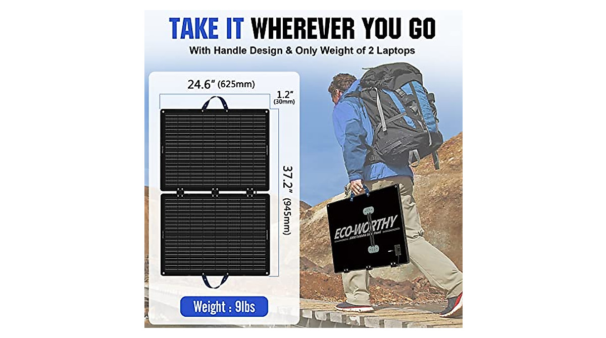 Eco-Worthy 100W Foldable Solar Panel for Camping & Off-Grid Power