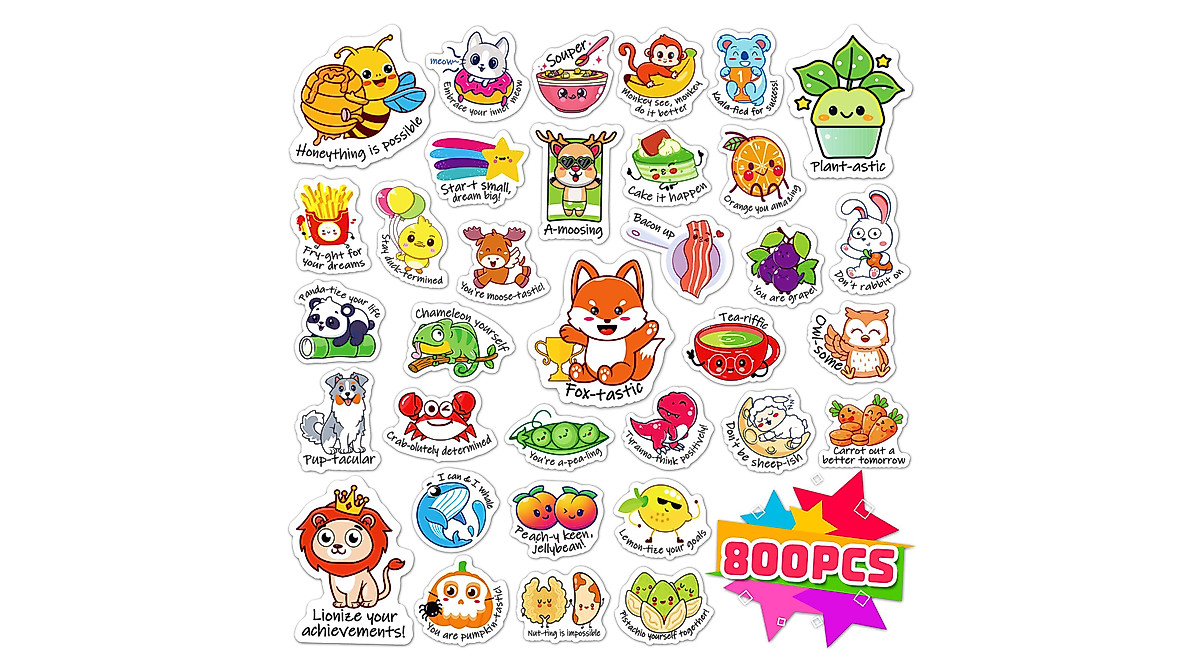 800 Punny Reward Stickers for Kids - Fun Classroom Incentives