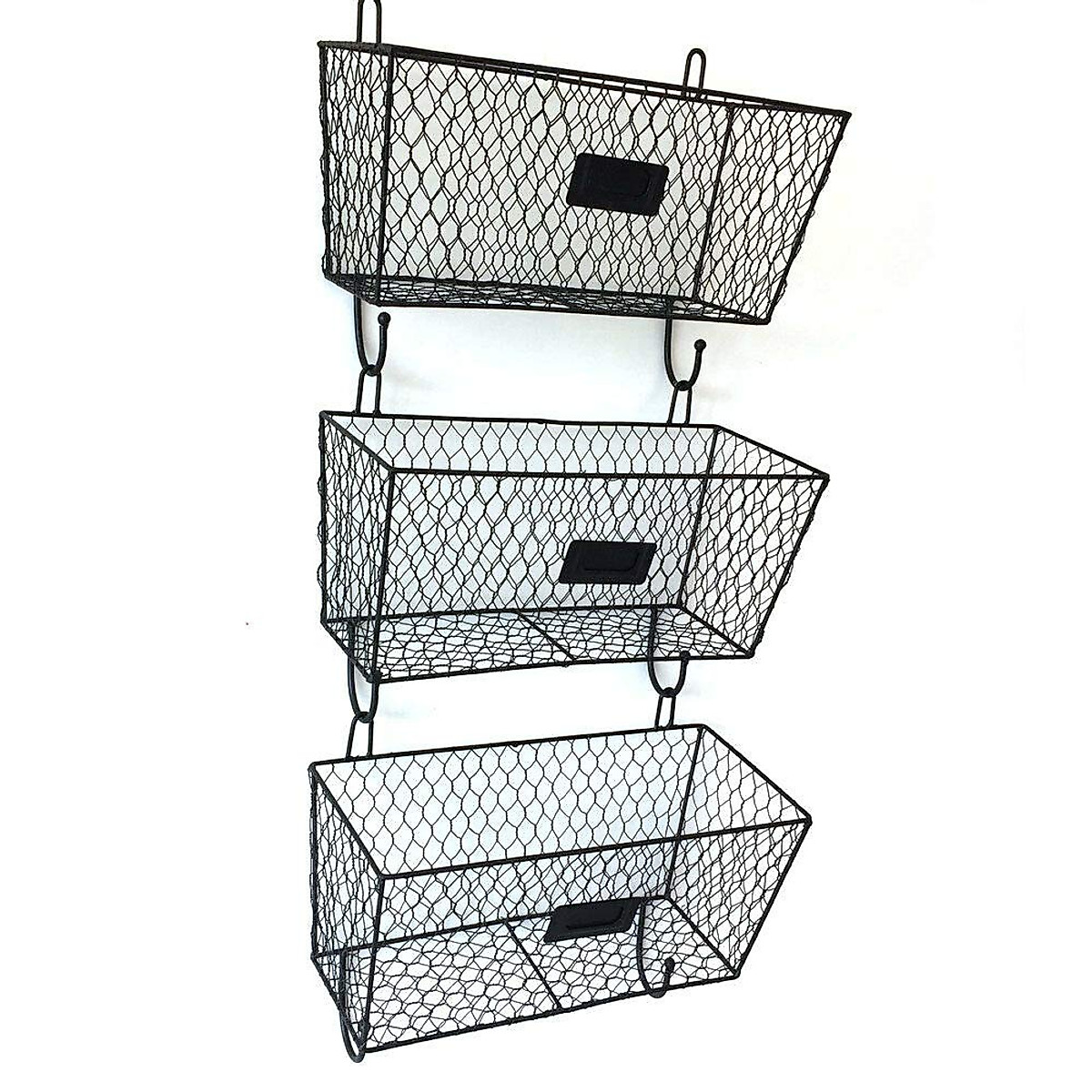 3pcs Wall Mounted Metal Baskets - Vintage Kitchen & Home Organizer