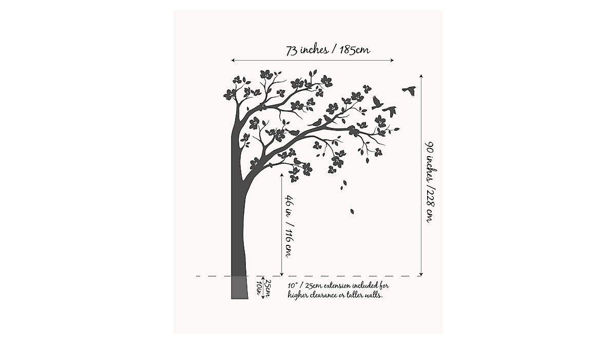 Large Corner Tree Wall Decal for Nursery & Kids Room Decor