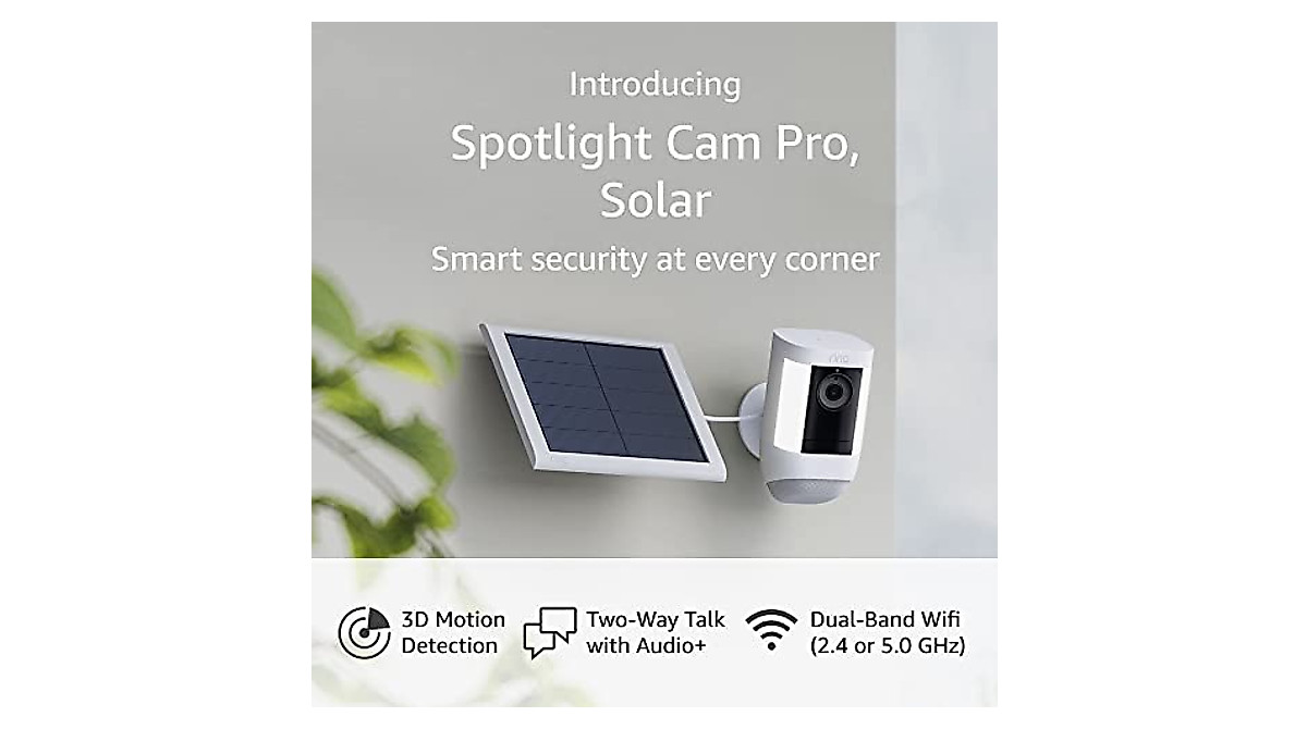 Ring Spotlight Cam Pro Solar Security Camera with 3D Motion Detection