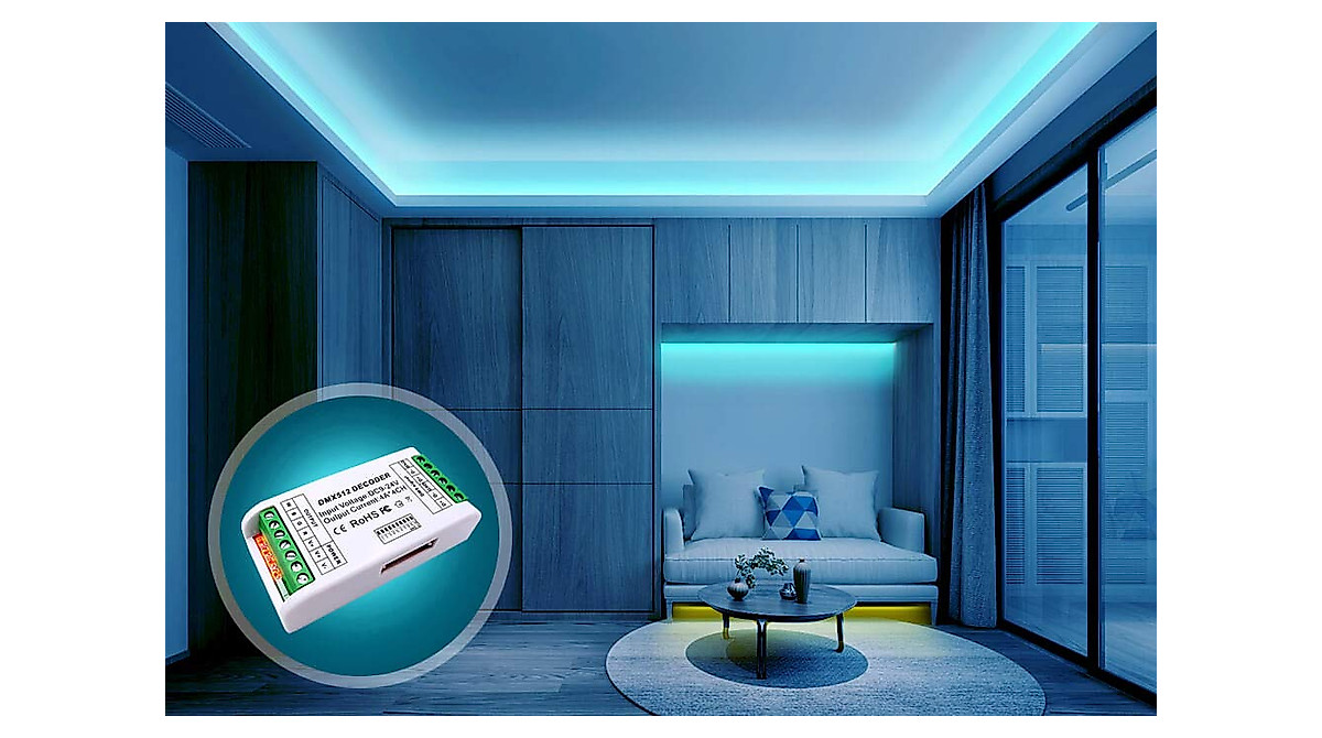 GIDERWEL Mini 4-Channel DMX Decoder for LED Strips and Lights