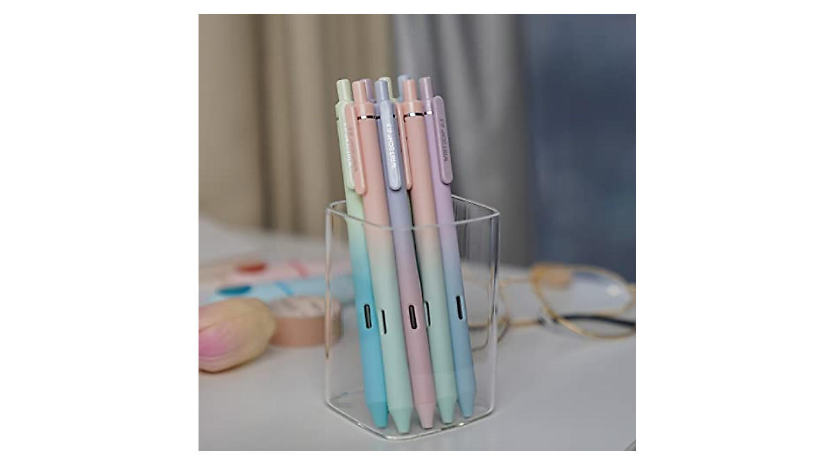 WRITECH 8ct Retractable Black Gel Pens 0.5mm | Smooth