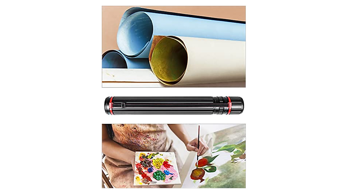 QWORK Drafting Tube - Adjustable Waterproof Art & Blueprint Storage