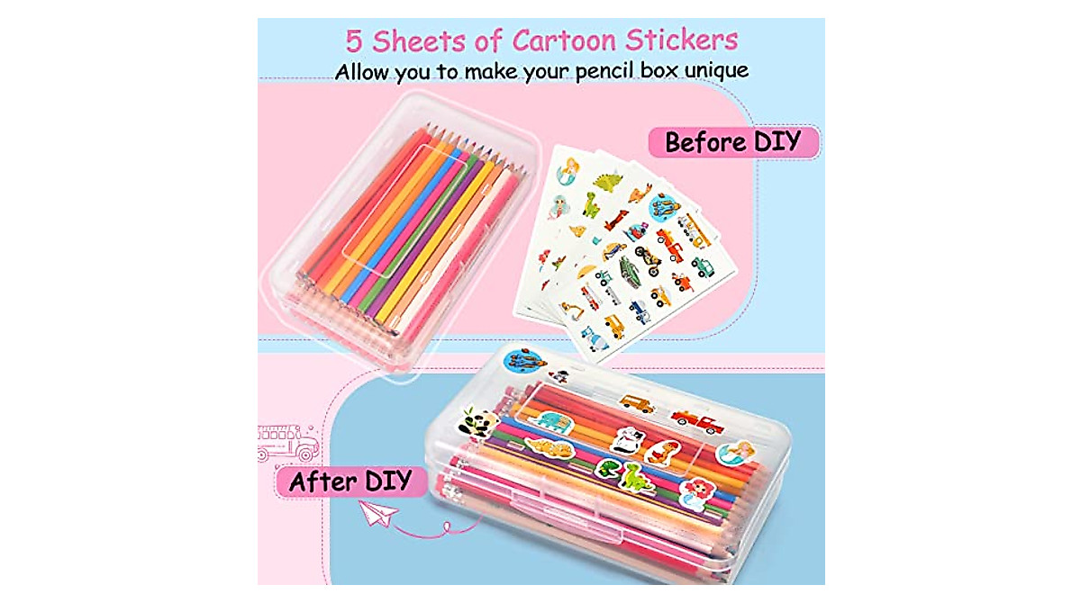 Sooez Clear Pencil Box - Durable Sturdy Storage for Kids & Students
