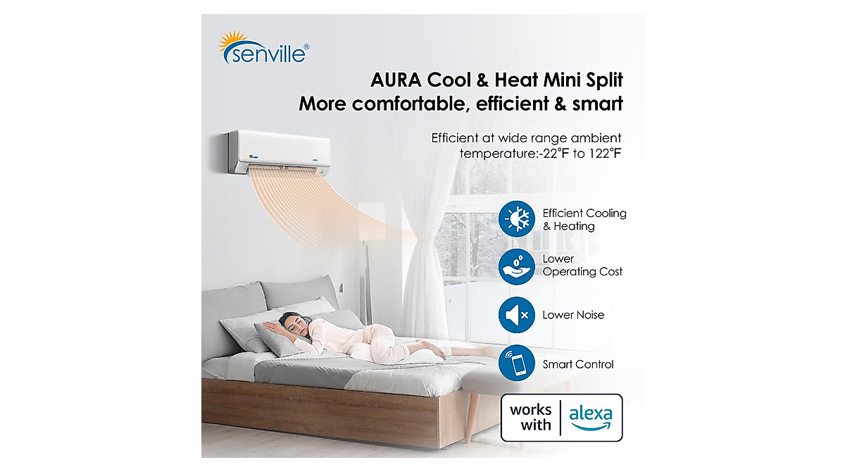 Senville AURA 9000 BTU Mini Split AC | Alexa Compatible & Energy Star