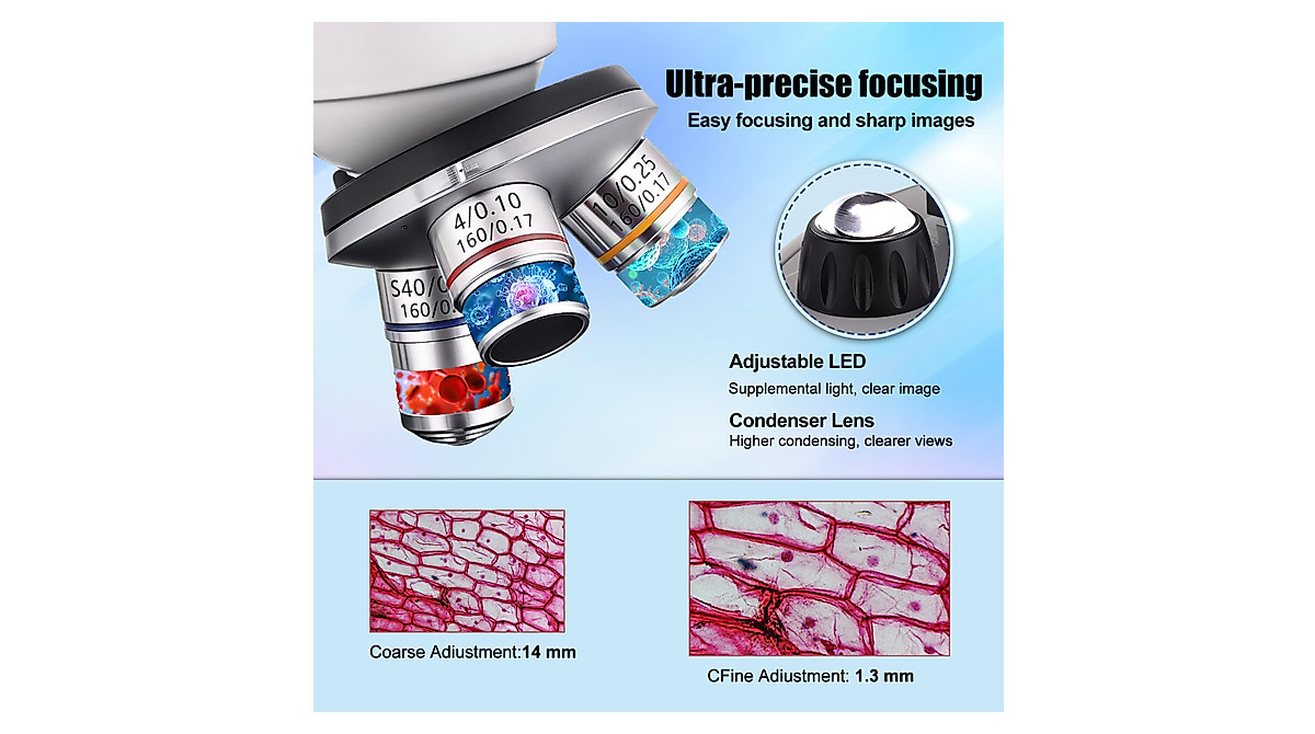 Research-Grade 40X-2000X Binocular Microscope