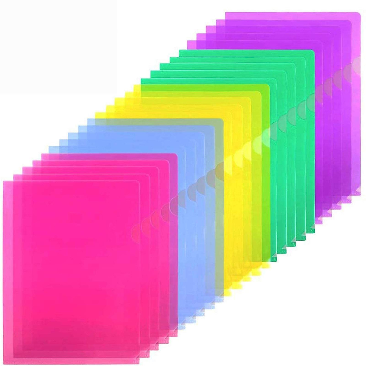 Sooez 25 Pack Clear Document Folders - Durable, Color-Coded Organization