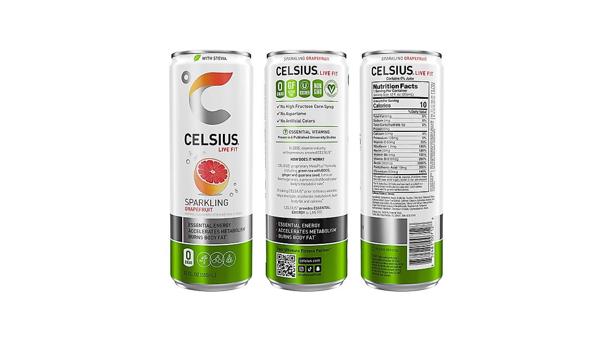 Celsius Sparkling Grapefruit Drink - Zero Sugar & Stevia