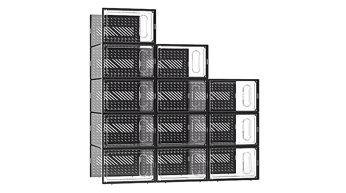 eWonLife Large Shoe Storage Box - 12 Pack Organizer