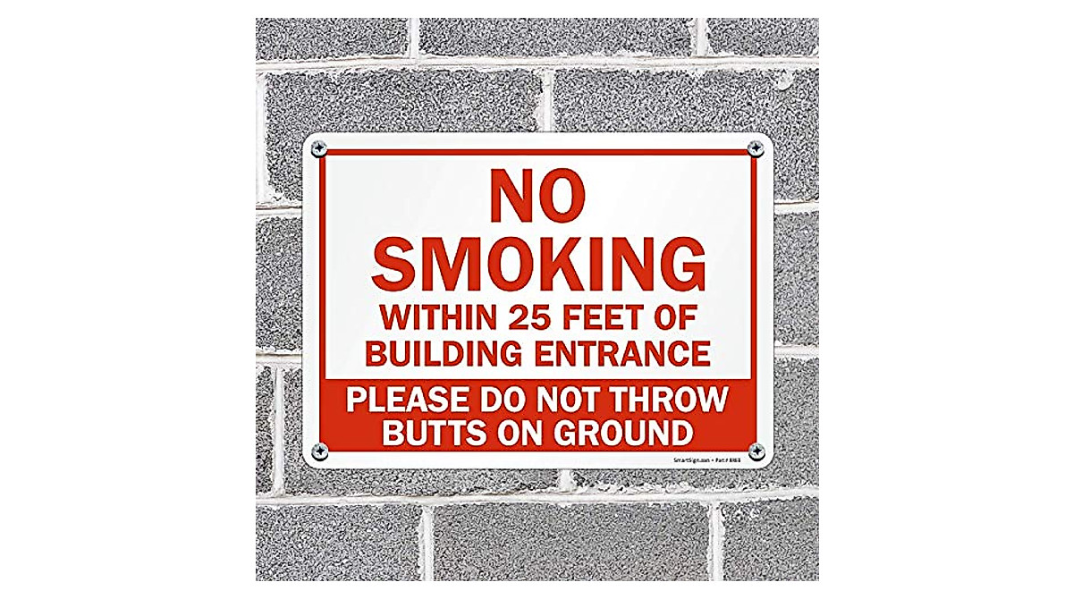 No Smoking Sign - 25 Feet Distance | Durable Plastic | SmartSign