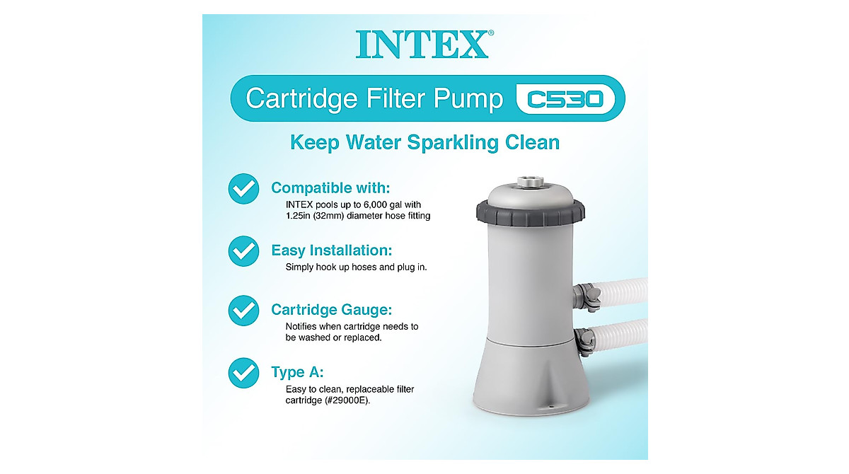 Intex 530 GPH Pool Filter Pump System with Cartridges - Easy Setup