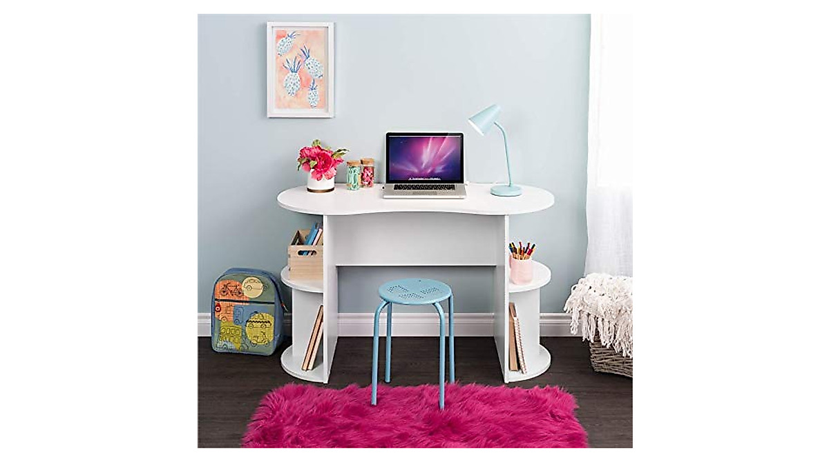 Prepac Kurv Compact Student Desk - Space-Saving White Design