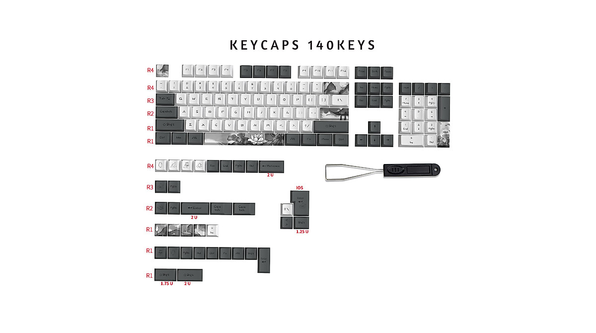 MOLGRIA Ink Lotus Keycaps - 140 PBT Keycaps Set