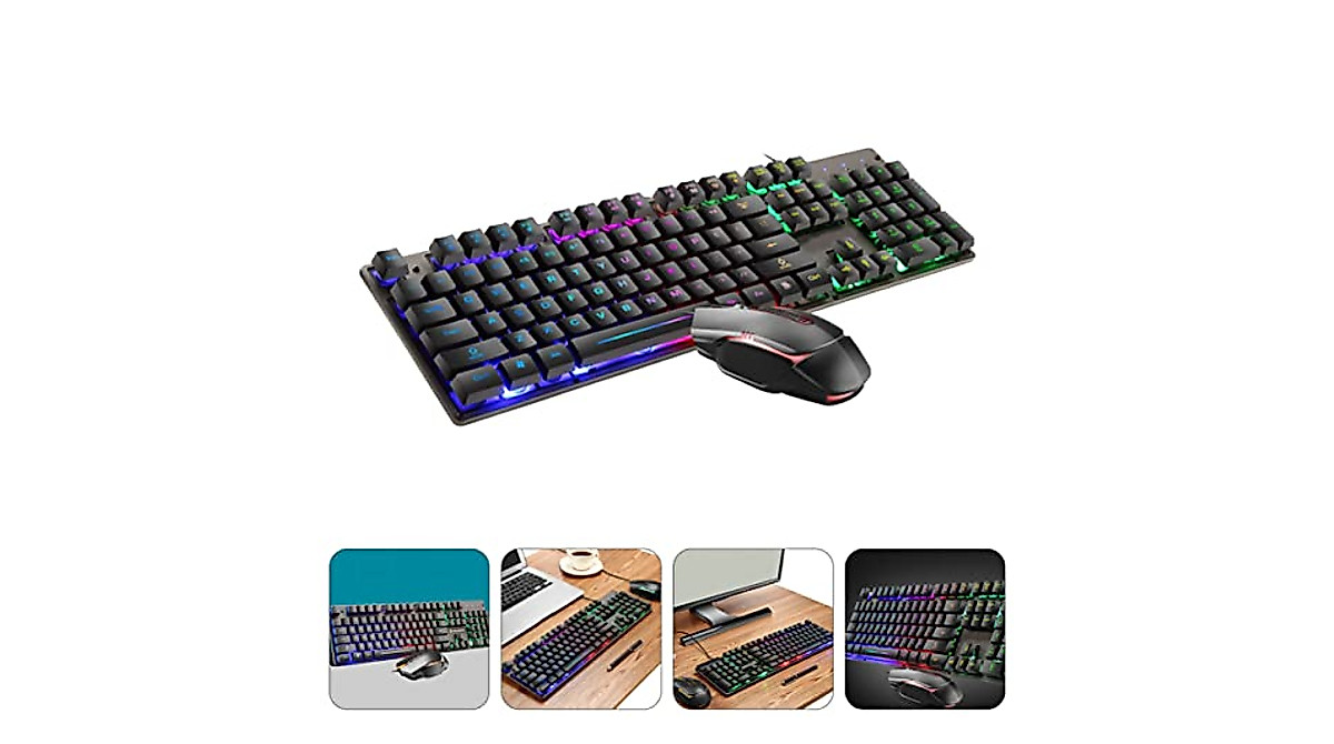 SOLUSTRE Backlit Mechanical Keyboard & Mouse - Gaming Essential