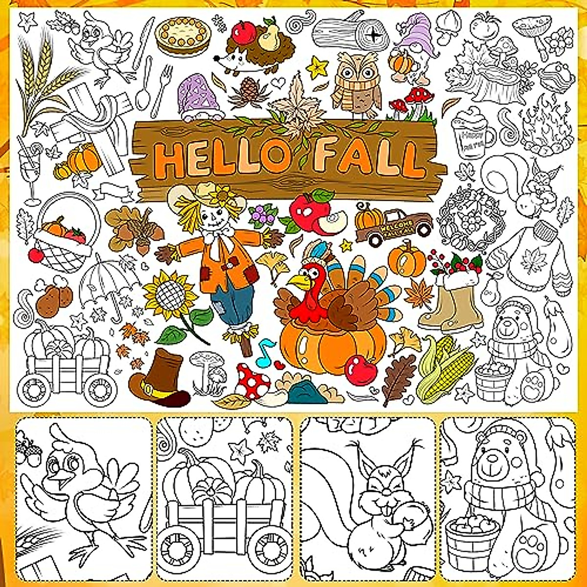 HOWAF Jumbo Fall Coloring Poster with 24 Pens