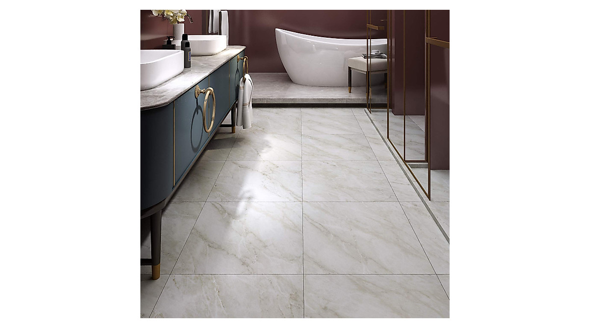 Livelynine 32 Pack Peel and Stick Floor Tiles - Light Grey Marble 12x12