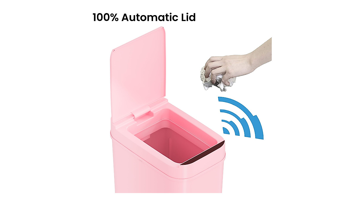 iTouchless 3 Gallon Pink Sensor Trash Can - Hygienic & Smart