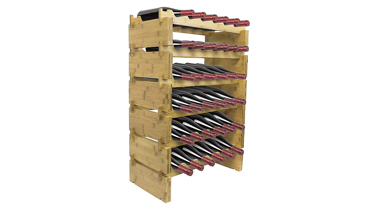 Sorbus Stackable Bamboo Wine Rack - Elegant 6-Tier Storage Solution