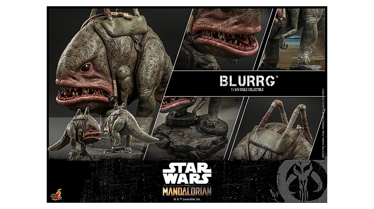 Hot Toys Set 1:6 Mandalorian E Blurrg - Action Figure Da Collezione Di The Mandalorian, Altezza 30 Cm Mandalorian E 37 Cm Blurrg