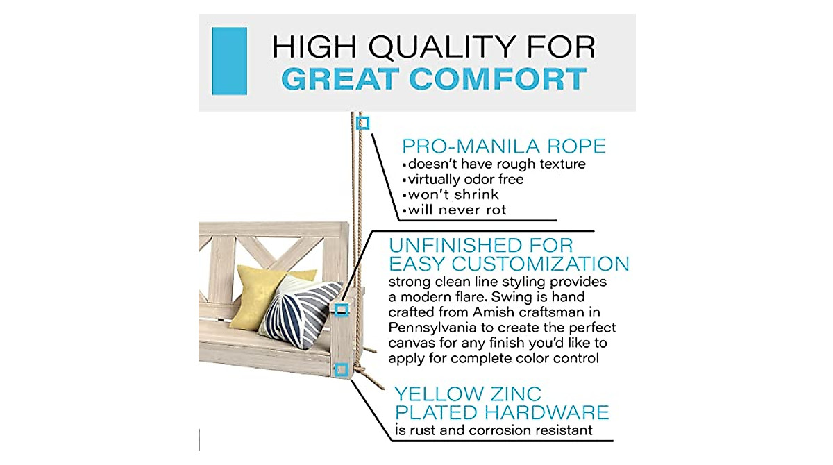 Durable Porchgate Amish Heavy Duty 700 Lb Porch Swing