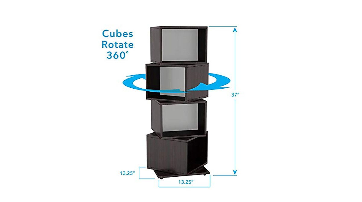 Atlantic 4 Tier Rotating Cube Espresso - Stylish Storage