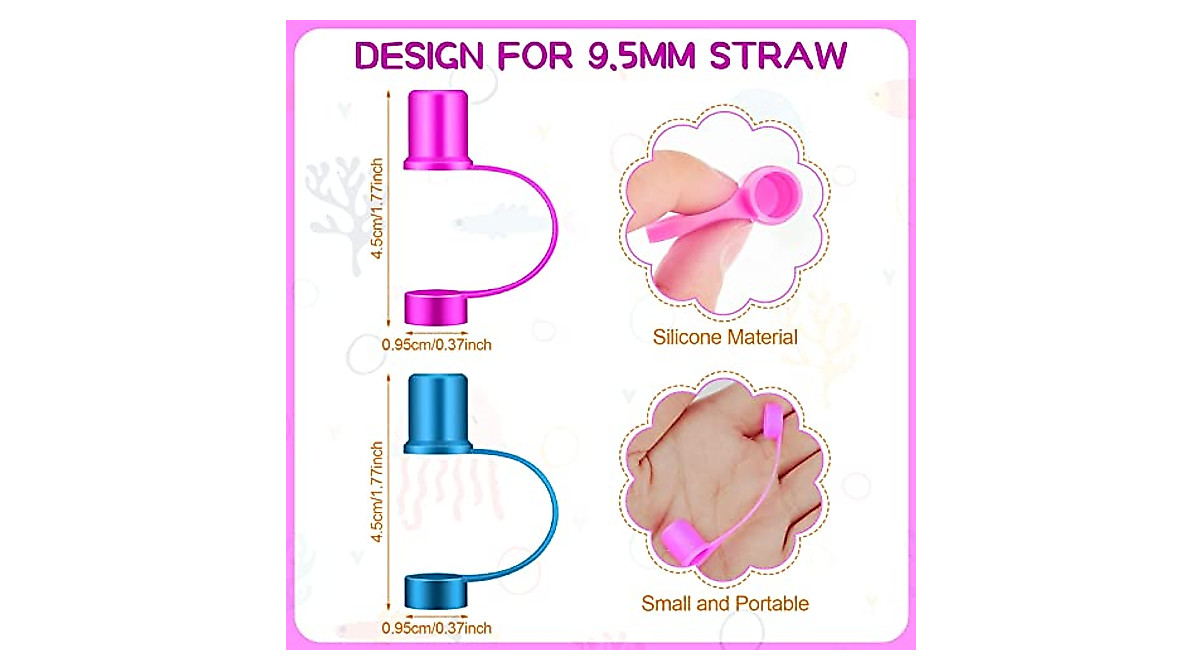 60 Colorful Drinking Straw Caps - Reusable & Fun